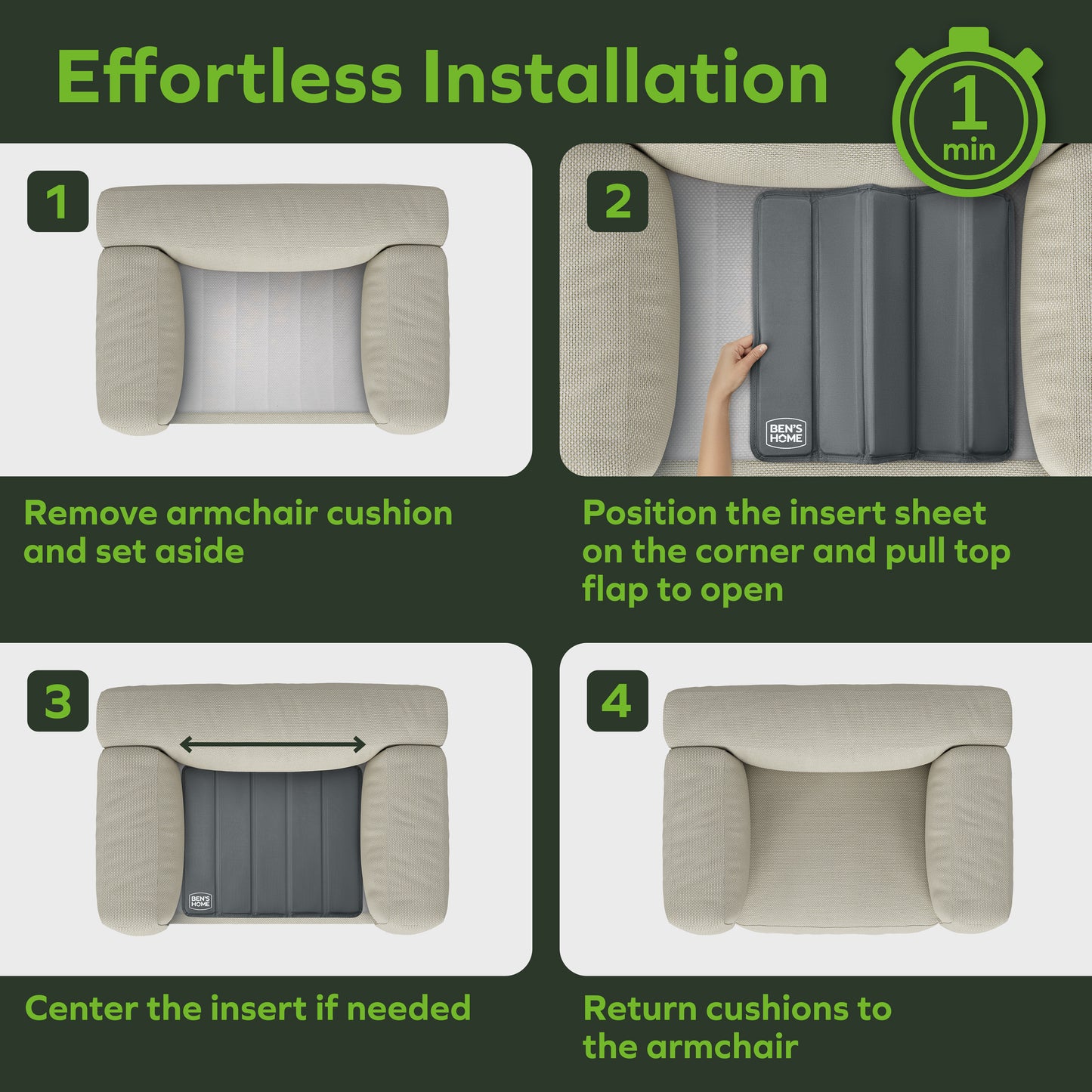 Heavy Duty Recliner Cushion Support Insert - 30"-32" x 19.7"