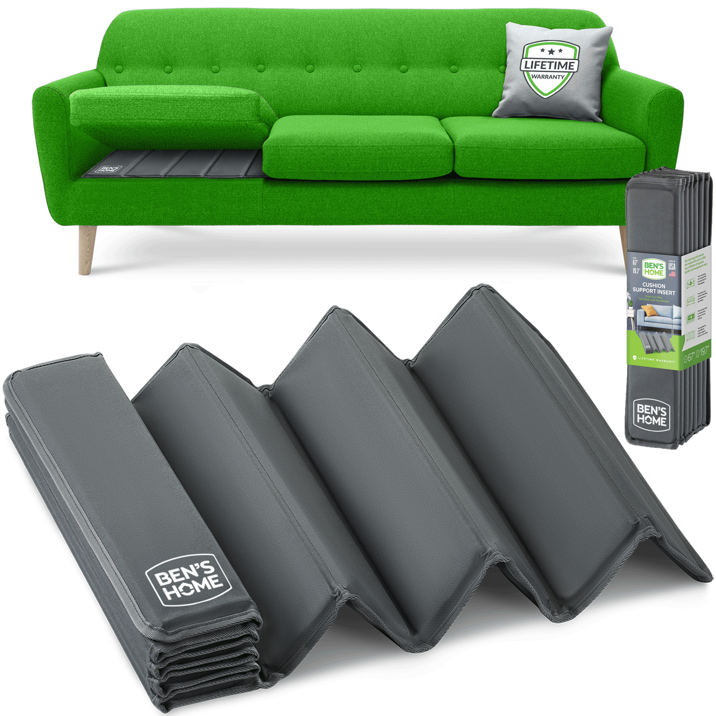 Couch Cushion Support 19.7" x 58" - 67"
