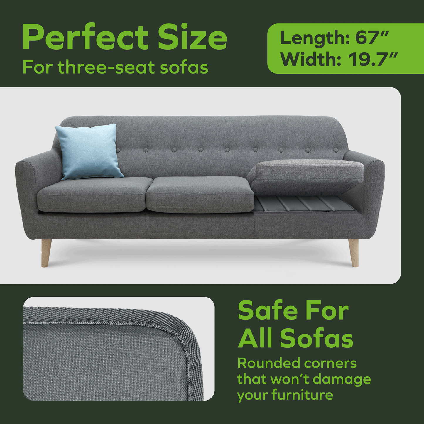 Couch Cushion Support 19.7" x 58" - 67"