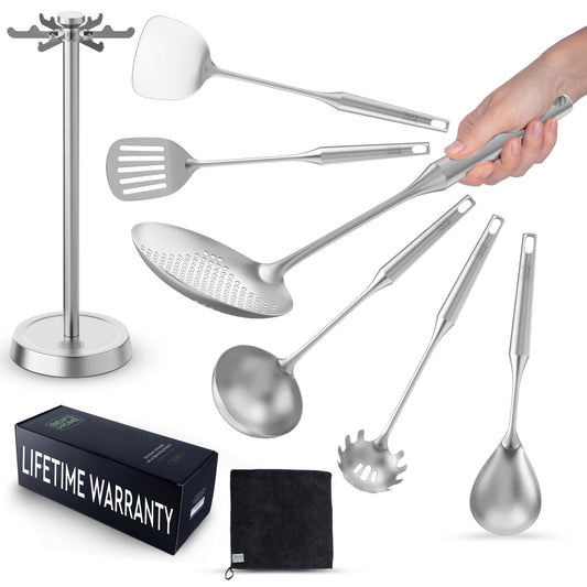 High-End Brushed Stainsteel Utensil Tools with Organized Stand