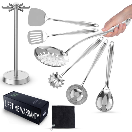 High-End Shiny Stainsteel Utensil Tools with Organized Stand