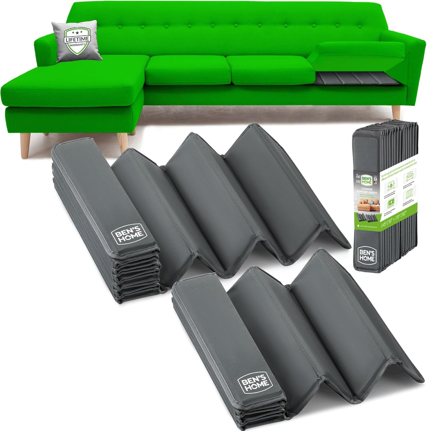 BEN'SHOME sectional cushion support set, main run plus chaise piece