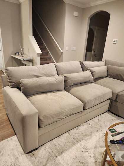 Loveseat, board in place under the cushions