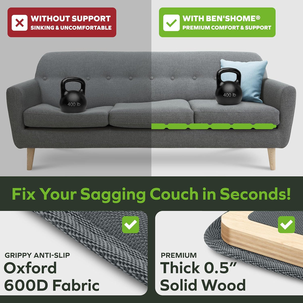Long Sofa Cushion Support Board for Sagging Cushions, image 3 of 5
