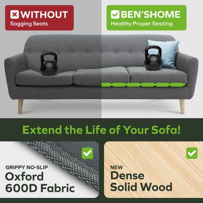 Close view of the solid wood panels and the fabric cover