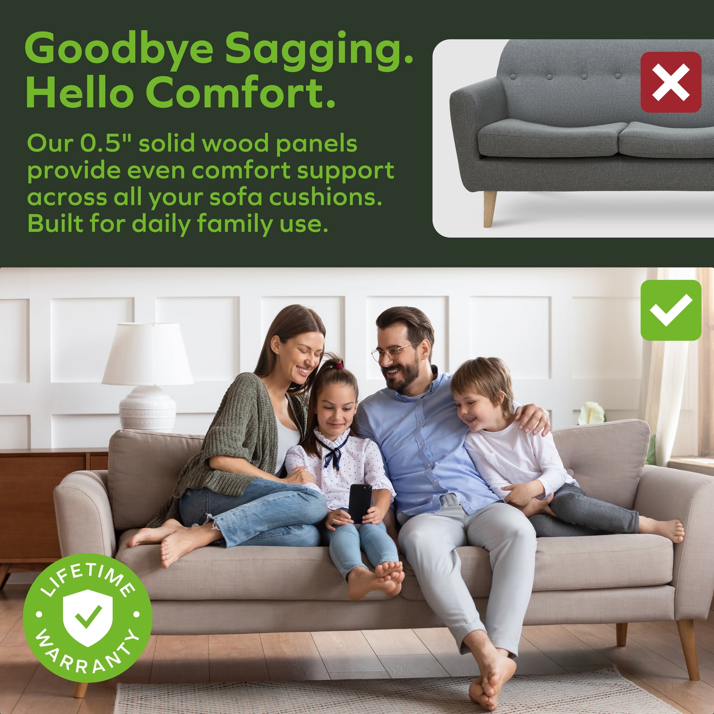 Heavy Duty Couch Cushion Support - 58"-67" x 19.7