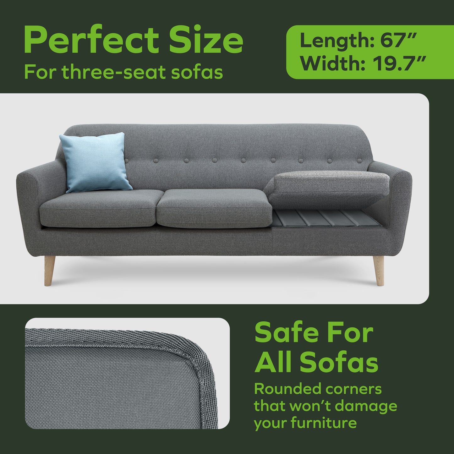 Heavy Duty Couch Cushion Support - 58"-67" x 19.7