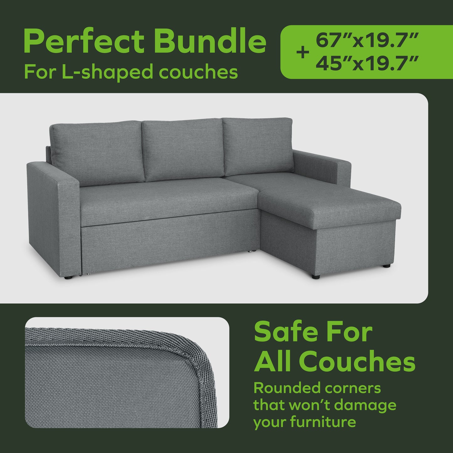 Heavy Duty Sectional Cushion Support - 67"+45" x 19.7"