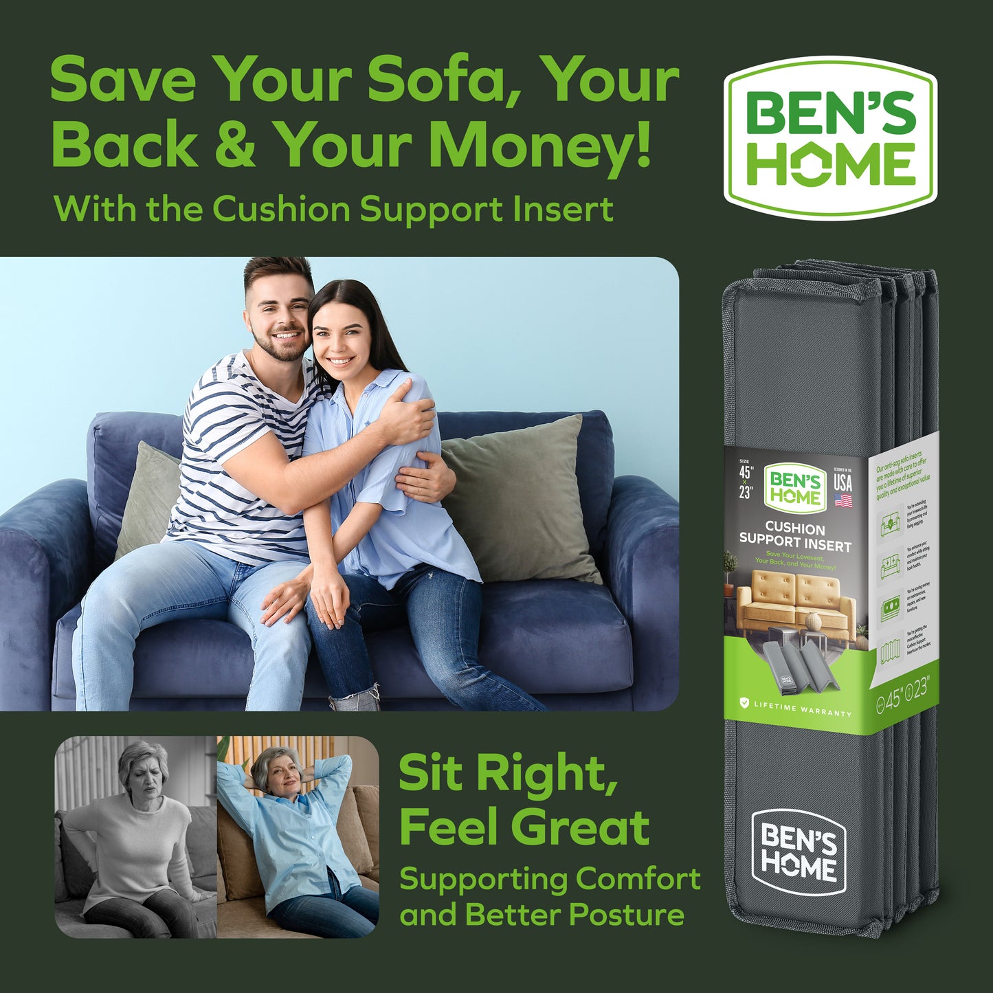 Heavy Duty Loveseat Cushion Support - 38"-45" x 23"