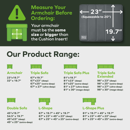 Heavy Duty Recliner Cushion Support Insert - 30"-32" x 19.7"