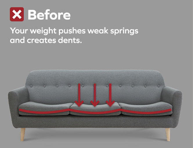 The seat sagging in the middle before the board was fitted