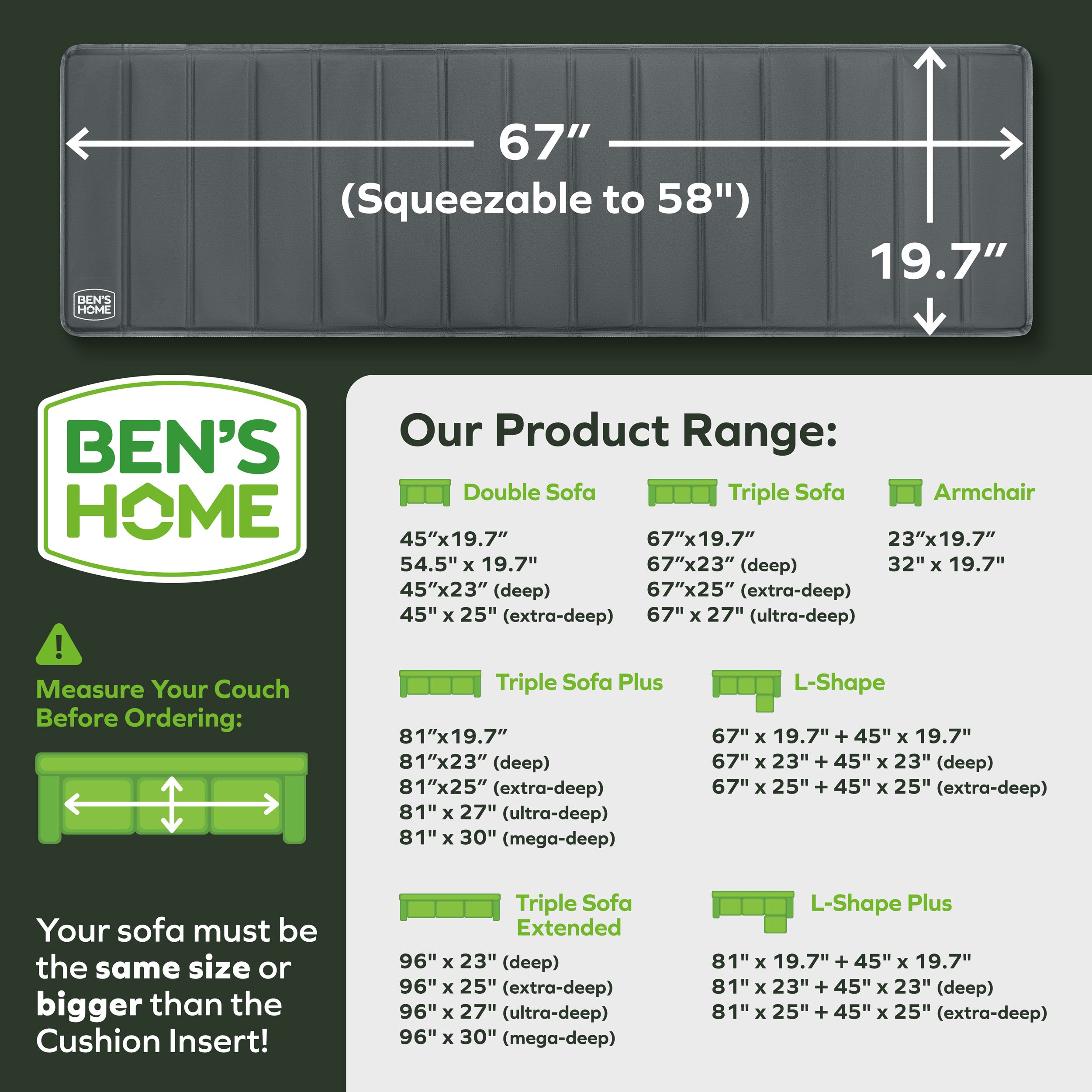 Couch Cushion Support Inserts – Ben'sHome